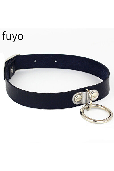 Choice circle Goth Black Lock Chain PU Leather Choker Necklace Women Heart Ne...