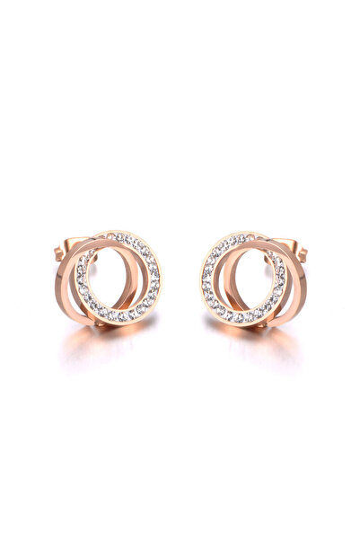 Choice E19091R-White Lokaer Trendy Stainless Steel Clay Crystal Double Circle...