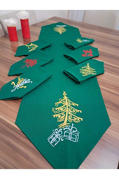 Tiramisu Concept Yılbaşı,Yeni Yıl Özel Tasarım Nakış İşlemeli Kırmızı Runner ...