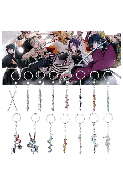 Miniso 15 قطعة 4-15 قطعة أنيمي شيطان القاتل السيف المفاتيح Kimetsu no Yaiba Tomioka Giyuu Kochou Shinobu Cospla