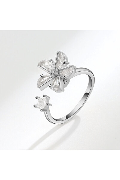 Choice خواتم سبينر عصرية قابلة لتغيير الحجم TJZ131، خاتم زهرة كريستالية ملونة مضاد للقلق، يدور ويمنع التوتر، للنساء