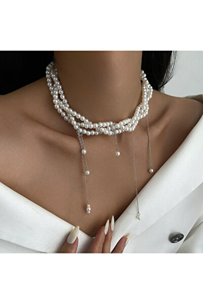 Choice Silver Color Ingemark Elegant Multilayer Imitation Pearl Choker Necklace For Women Vintage Creative