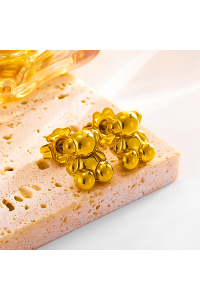 Choice أقراط حلقية متدلية من الزركون اللامع بلون ذهبي من زاكول، بتصميم دب تيد...