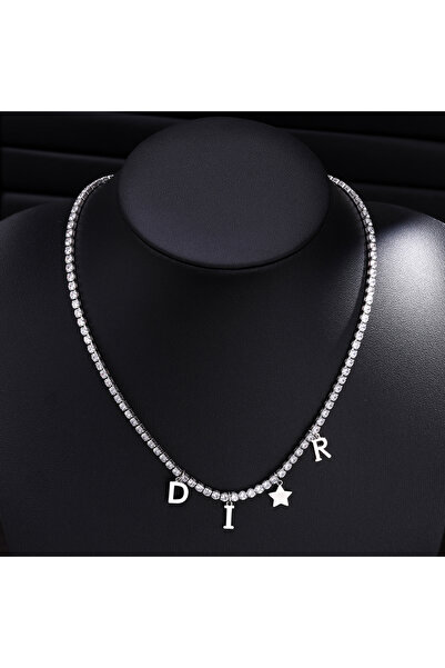 Choice قلادة زاكول الفاخرة اللامعة بلون فضي مرصعة بأحجار الزركون AAA على شكل ...