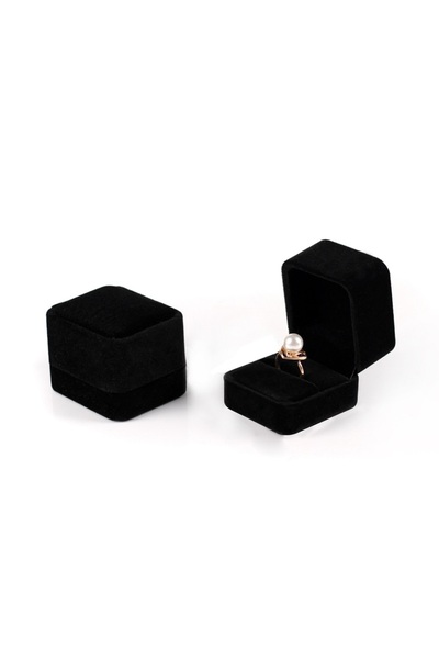 Choice علبة خواتم مخملية مربعة سوداء مكونة من 6 قطع، لحفظ الخواتم والأقراط وا...