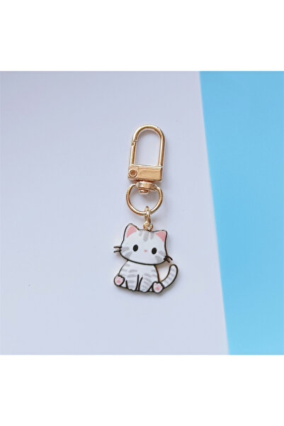 Choice 2 Cute Cartoon Chic Alloy Cat Keychain for Women's Fashion Backpacks &...