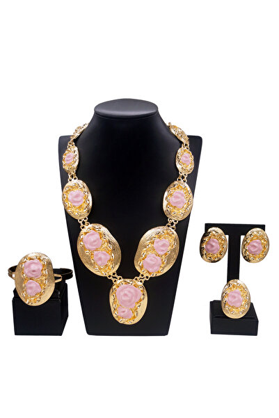 Choice 45cm resizable H00615 Bracelet For Women Jewelry Set Pink Flower Drip ...