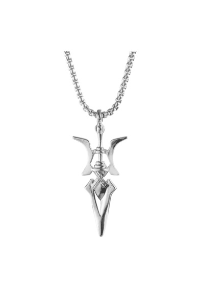 Miniso silver Anime Necklace Misa Amane Cosplay Necklace Halberd Pendant Neck...
