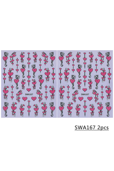 Choice SWA167 قطعتان من ملصقات أظافر عيد الحب، تصميم ثلاثي الأبعاد لامع على ش...