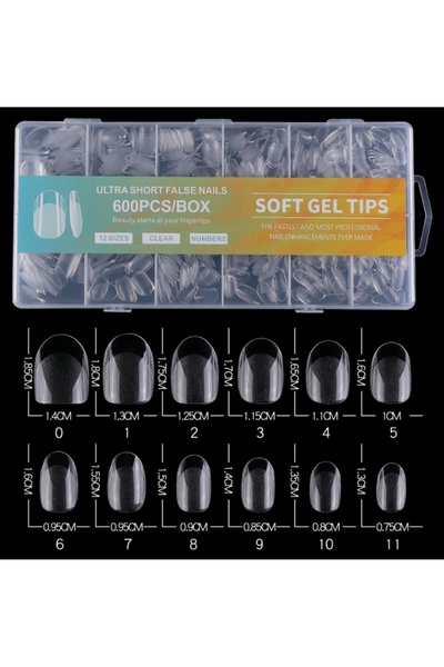 Choice 600 قطعة من أطراف أظافر اللوز السوداء، نصف لامعة، تغطية كاملة، أطراف أ...