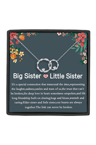 Choice قلادة فضية مزدوجة ملتوية للأخت الكبرى والأخت الصغرى، قلادة للأخوات، هد...
