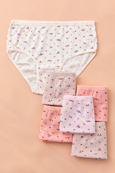 lidya lingerie Kadın 6'lı Yüksek Bel %100 Pamuklu Külot