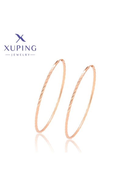 Choice أقراط حلقية أنيقة مستديرة الشكل بلون الذهب الوردي من Xuping Jewelry لل...