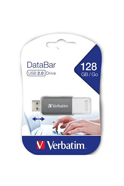 Verbatim DataBar 128GB Μονάδα USB 2.0, Γκρι - Συμπαγές & Αξιόπιστο