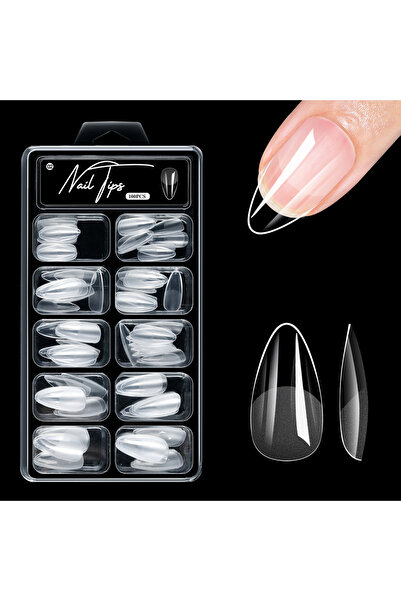 Choice 02 100 قطعة من أطراف أظافر جل ناعمة على شكل لوز وتابوت، نصف متجمدة، تغ...