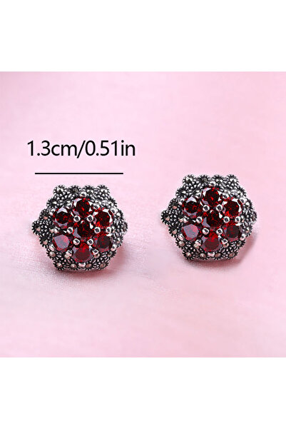 Choice EH5212 Bohemian Red Rhinestone Floral Earrings Vintage - Style Flower Stud Earrings Women's Party Je