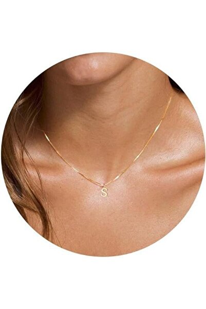 Choice قلادة من الفولاذ المقاوم للصدأ مطلية بالذهب، تحمل الأحرف من S إلى Z، س...
