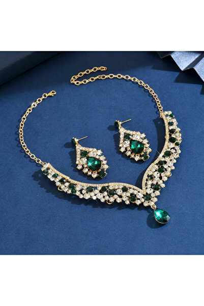 Choice 80866006 طقم مجوهرات نسائي أنيق بتصميم عصري، يتألف من عقد وأقراط، مناس...