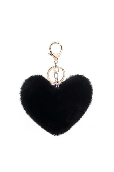 Choice 02 Leopard Print Heart Plush Pompom Keychain Set High-Quality Fluffy F...