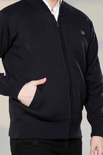 HEDEFNUR TEKSTİL Erkek Baba ve Orta yaş Triko Örgü İçi Astarlı Akrilik Fermuarlı Kışlık Baba Hırka