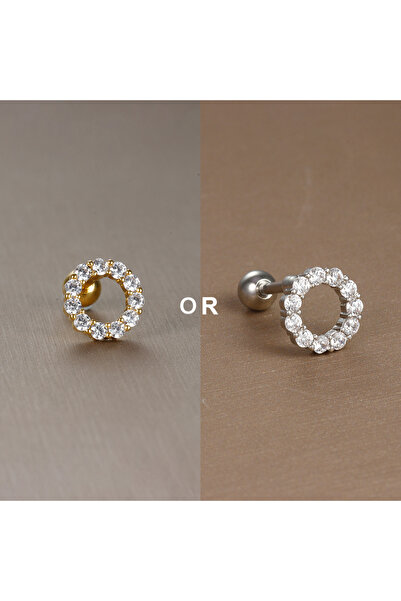 Choice حلق صغير مرصع بالزركون من الفولاذ المقاوم للصدأ 316L، فضي اللون، Y2048...