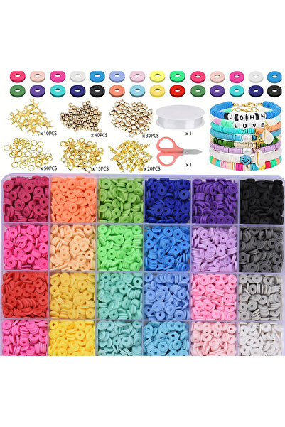 Choice 6mm Set 1 3600PCS Polymer Clay Beads Set 6MM Rainbow Color Flat Chip Bead For Boho Bracelet Necklce