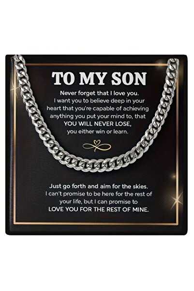 Choice طقم مجوهرات كلاسيكي هدية للابن، يتضمن قلادة من الفولاذ المقاوم للصدأ بتصميم كوبي، مع علبة هدايا وبطاقة.