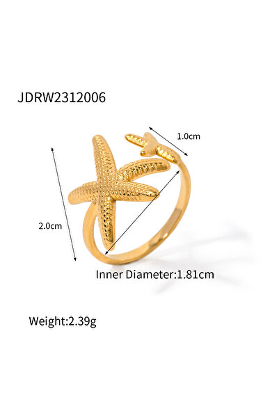Choice resizable JDRW2312006 Uworld Stainless Steel Starfish Waterproof Ring ...