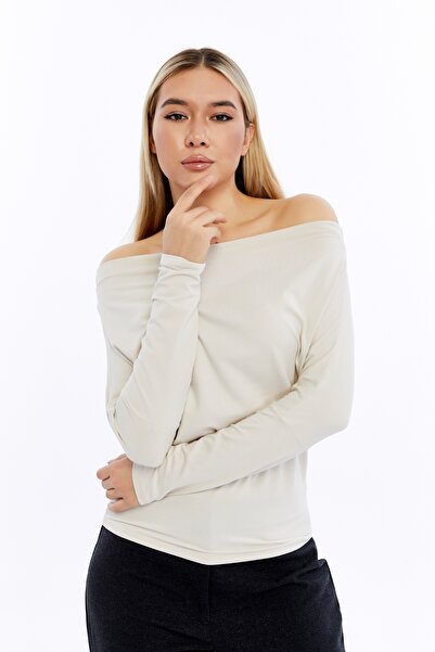 Maison La Femme Women's Asymmetrical Shoulder Detail Blouse