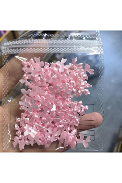Choice ZCF162-4 100pcs 3D Pink Pearlescent Ribbon Nail Charms Kawaii Resin Bo...