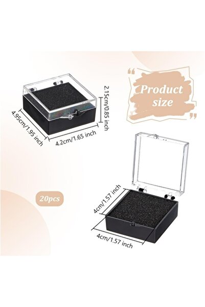 Choice AECH02-18115 20Pcs Clear Plastic Gift Box For Pin 2x1.7x0.9 inch Black...