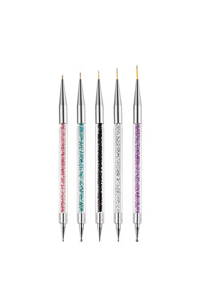 Choice Light Grey 5PCS Stripe Liner Brush Set Nail Painting Pen Dotting Tool Rhinestone Picker Nail Art Acc