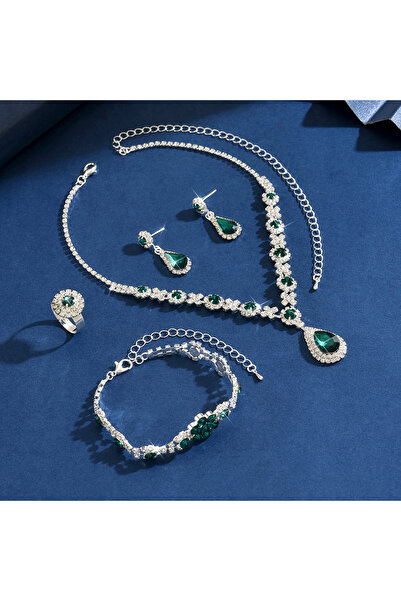 Choice 80865906 طقم مجوهرات نسائي أنيق مكون من قلادة وأقراط وسوار بتصميم زهرة...