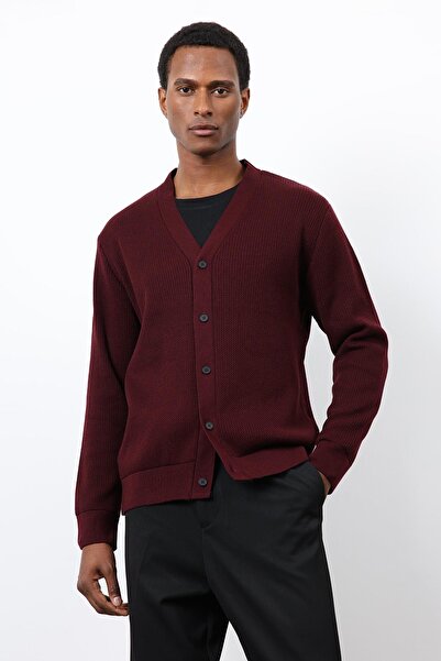 Antioch Burgundy Basic Men's Cardigan