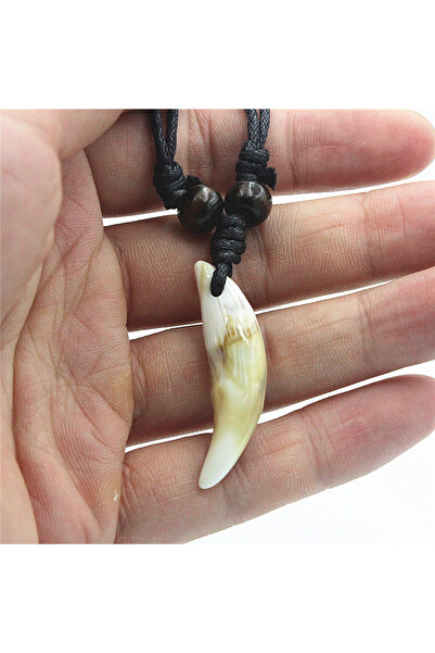 Choice قلادة رجالية بلون الصدف، قلادة نسائية من عظم صناعي، تميمة تبتية، أنياب...