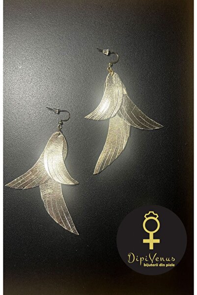 DipiVenus Cercei mari cu aripi de înger aurii