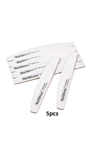 Choice 5 قطع من مبردات الأظافر الخشبية الرمادية الهلالية، حبيبات 180-240، قاب...