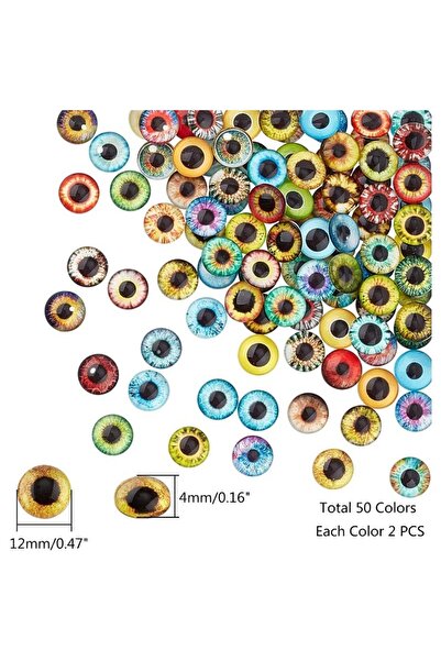 Choice ١٠٠ قطعة ١٠٠ قطعة ٥٠ نمط ١٢ مم عيون تنين كابوشون زجاجي قطة بومة طائر ب...