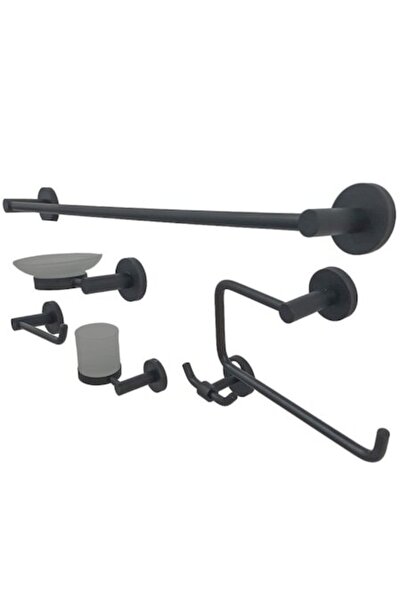 Radinavico Set accesorii baie 6 piese, Radinavico, alamă, negru, 60cm