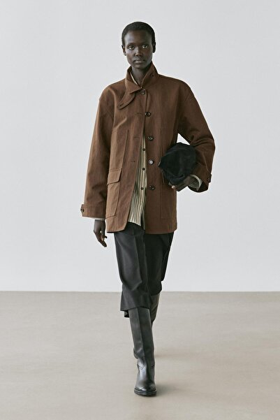 Massimo Dutti Cepli ve pamuk karışımlı ceket