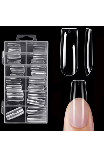 Choice مجموعة ملصقات أظافر شفافة مستطيلة الشكل مكونة من 120 قطعة، تتضمن 12 مق...