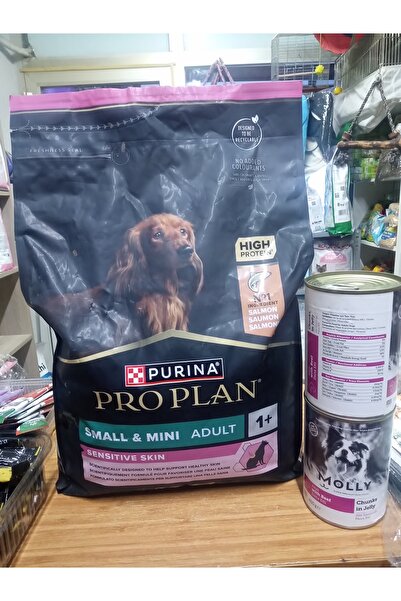 Pro Plan HASSAS DERİYE SAHİP KÜÇÜK VE MİNİ IRK YETİŞKİN KÖPEK MAMASI SOMONLU 3 KG+2 ADET DANA ETLİ KONSERVE