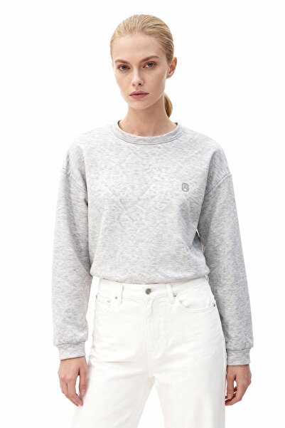 Rays 3117A Brodat guler rotund Sweat Gri