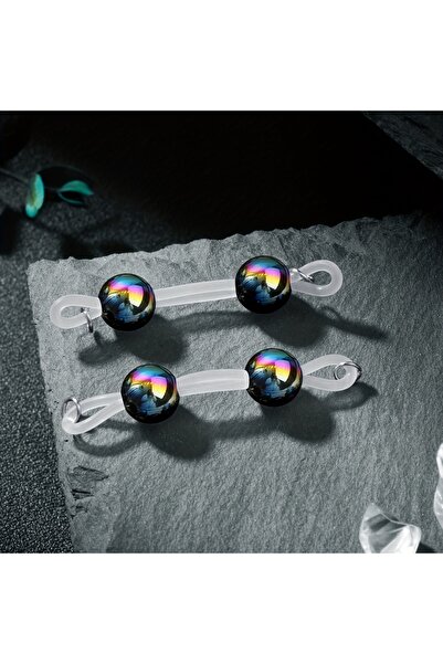 Choice حلقات حلمة سوداء - سطحية وجلدية، سلاسل خرز هندسية بدون ثقب - ألوان باس...