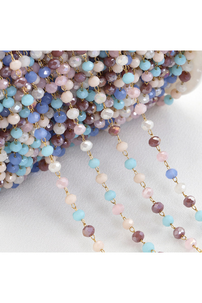 Choice خرز 3.5 مم، بنفسجي، وردي، أزرق، ذهبي، سلسلة من الفولاذ المقاوم للصدأ ب...