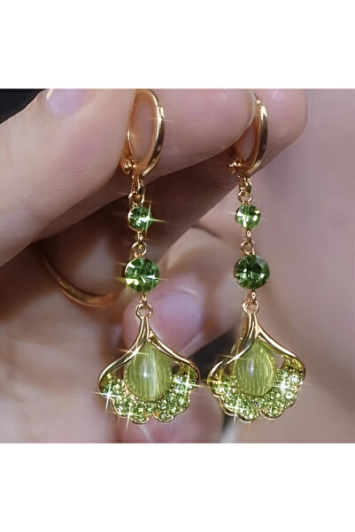 Choice WC4128-1 Exquisite Green Rhinestone Opal Tassel Earrings for Women Fashion Beautiful Daily Accessori