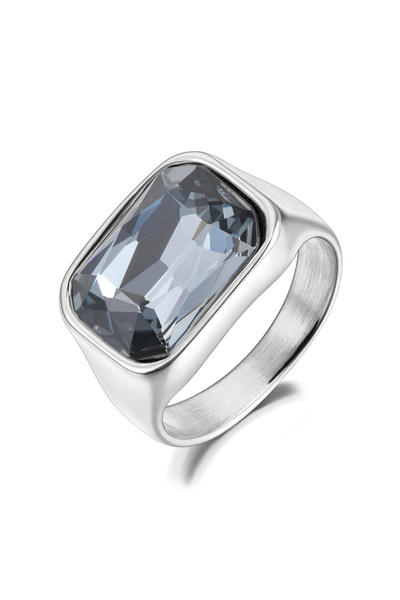 Choice 7 R24007P-Gray Lokaer Luxury Shiny Cubic Zirconia Stainless Steel Wedd...