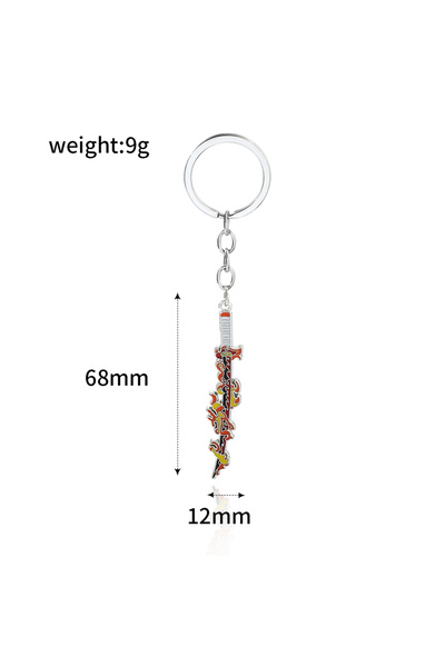 Miniso K00616-03 Anime Demon Slayer Keychain Rengoku Kyoujurou Sword Pins Wea...
