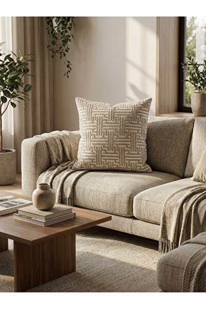 MACASA 100% Organik Pamuk Bukle Dokuma İskandinav Bohem Tarz Tekli Dekoratif ...