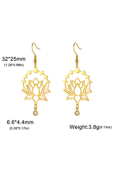 Choice أقراط لوتس ذهبية اللون بتصميم يوغا، مصنوعة من الفولاذ المقاوم للصدأ، قلادة نسائية بتصميم ديني بوذي عتيق.